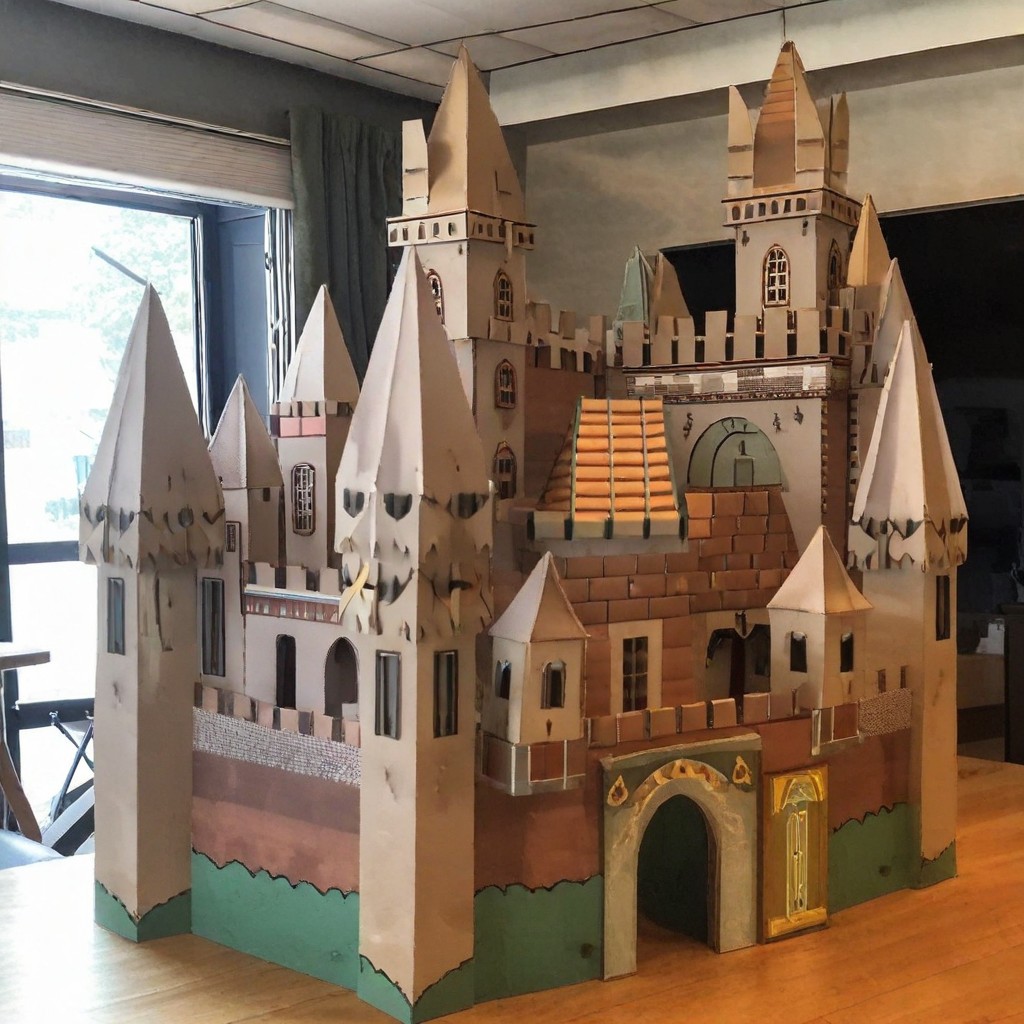 SDXL generated image: A cardboard castle