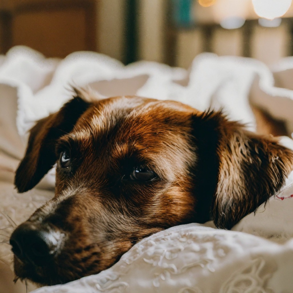 SDXL generated dog resting on a bed