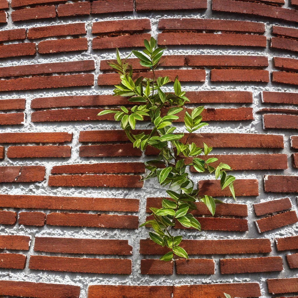 SDXL generated image: Green against red brick